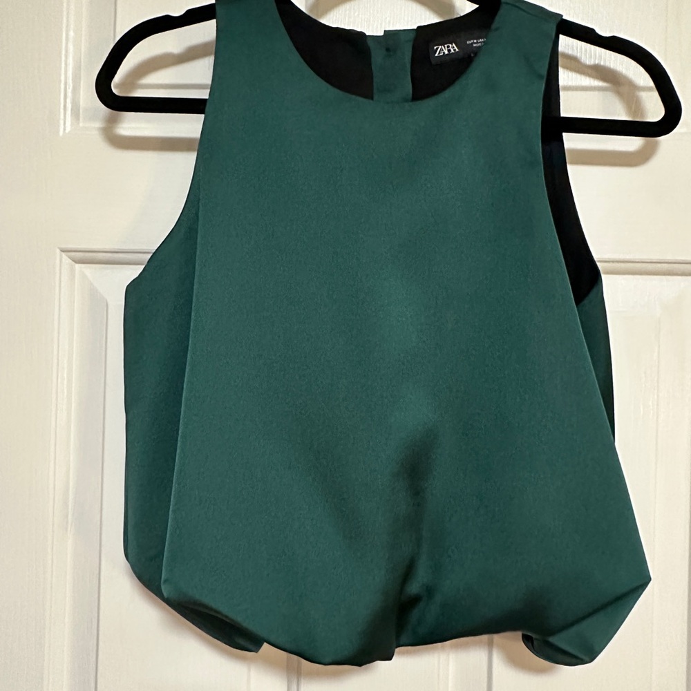 Zara Satin balloon sleeveless crop top